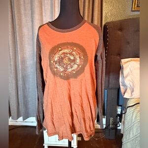 Prana Orange and Brown Long Sleeve Tee